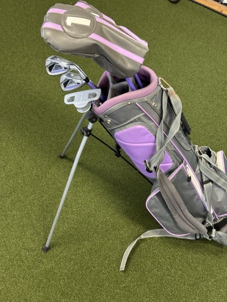 Power Bilt High Launch Jr Flex Youth Girls Set Pink Driver, 5H,7i,PW, Putter Bag