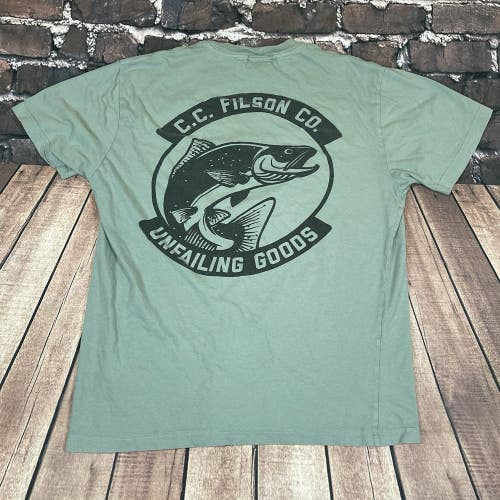 FILSON Shirt Double Sided Trout Fishing Unfailing Goods Mens Size Medium