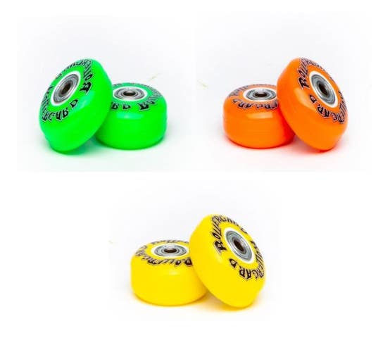 2 Rollergard Replacement Custom Wheels and bearings in assorted colors.