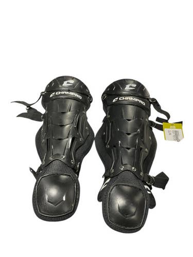 Used Champro BLACK SHIN GUARDS Catchers Leg Guards Black Youth 11834-S000044321