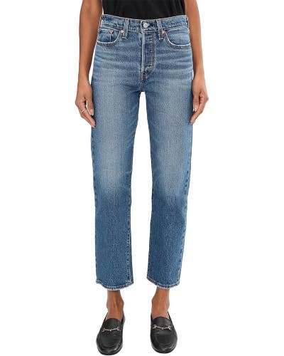 Levi's Premium Wedgie Jeans Womens 32/28 Blue Denim Relaxed Fit Straight GBO1731