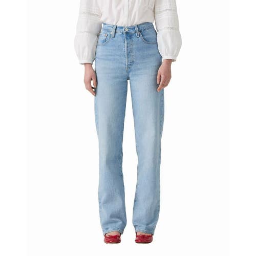 Levi's Premium Ribcage Jeans Women 25/32 Blue Denim Stretch Straight Leg GBO1732