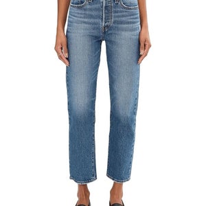 Levi's Premium Wedgie Jeans Womens 24/28 Blue Denim Relaxed Fit Straight GBO1728