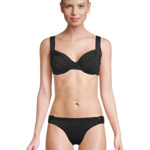 Becca by Rebecca Virtue Color Code Bikini Top Women's M Black Tie Back GBO1744