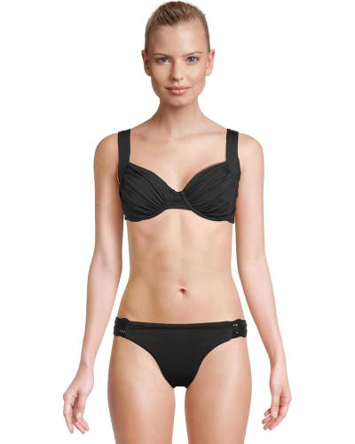 Becca by Rebecca Virtue Color Code Bikini Top Women's M Black Tie Back GBO1744