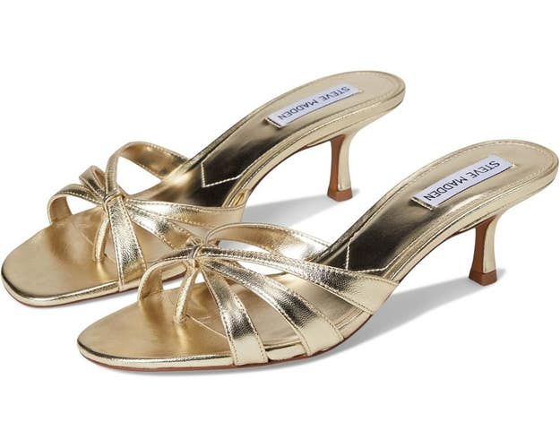 Steve Madden Cary CARY02S1977 Sandals Women's US 8 Gold Leather Slip-On HAWK283