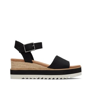 Toms Diana 10017856 Sandal Women's US 7 Black Canvas Wedge Heels HAWK333