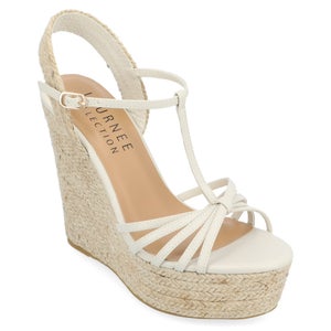 Journee Collection Yara Sandals Women's 9.5 Stone Wedge Heel Espadrille HAWK387