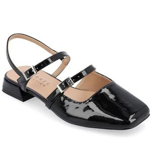 Journee Collection Gretchenn Flats Womens US 7.5 Black Leather Mary Jane HAWK280