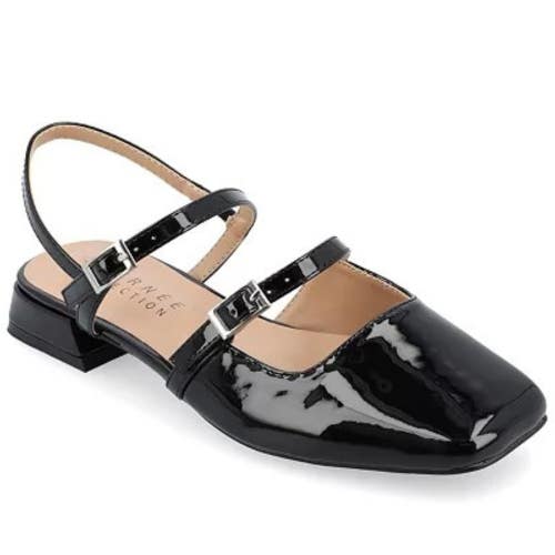 Journee Collection Gretchenn Flats Womens US 7.5 Black Leather Mary Jane HAWK280