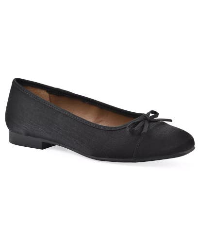 White Mountain Bocci Ballet Flat Women's 9.5 Black Square Toe Slip On HAWK401