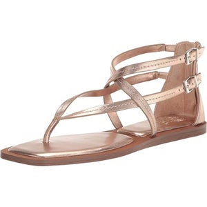 Vince Camuto Brenndie Sandals Womens 5.5 Gold Leather Square Toe Strappy HAWK493