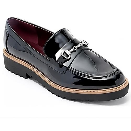 Franco Sarto Colette Loafers Women's US 8.5 Black Patent Slip On Shoes HAWK395