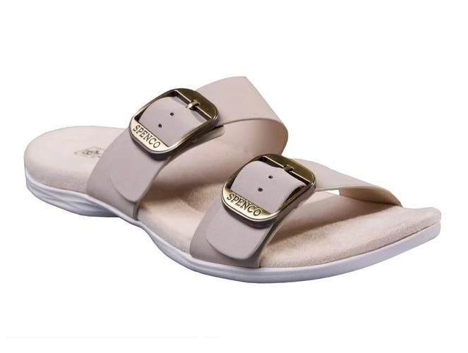 Spenco Vista Sandals Women's US 8 W Gray Morn Leather Open Toe Slide HAWK427
