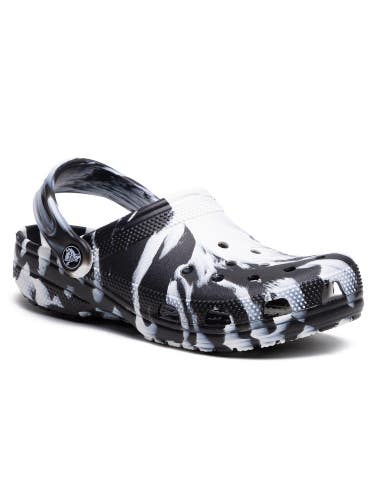 Crocs Classic Marbled 206867-103 Clogs Mens 8 Black Slip On Casual Shoes HAWK219