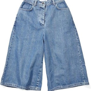 SUNNEI Fitloose Shorts Womens M Blue Denim Pockets Button Fly Wide Leg RED499