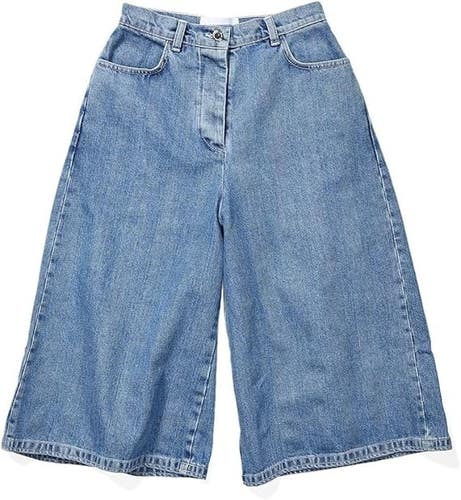 SUNNEI Fitloose Shorts Womens M Blue Denim Pockets Button Fly Wide Leg RED499