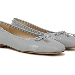 Sam Edelman Marley Ballet Flats Women's US 8 Gray Leather Bow Cap Toe GAL1934
