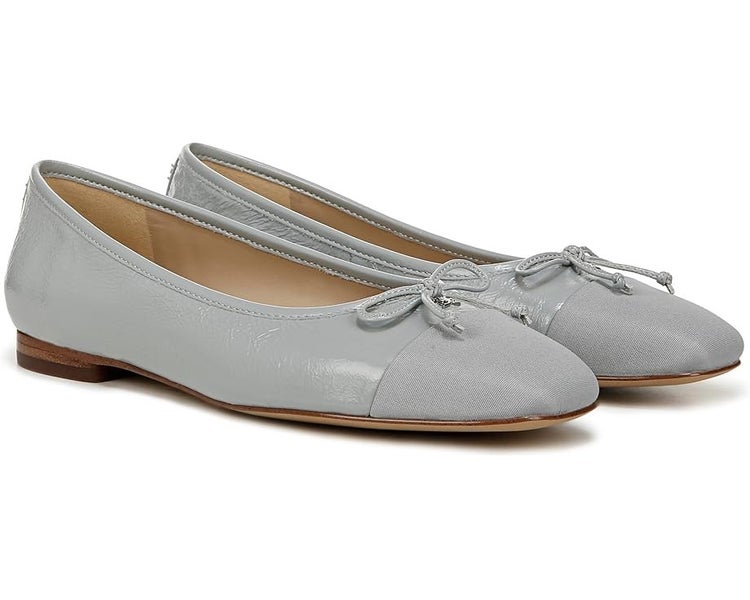 Sam Edelman Marley Ballet Flats Women's US 8 Gray Leather Bow Cap Toe GAL1934