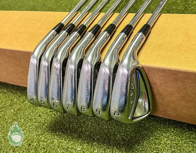Used Cobra King Forged One Length Irons 4-PW KBS FLT 120 Stiff Steel Golf Set