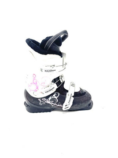 Used Salomon T3 Girls DH Ski Boot White 235 MP - J05.5 - W06.5 11860-S000302897