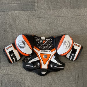 Used WinnWell GLITE Junior Shoulder Pads Black/Orange/White MD 11614-S000228302