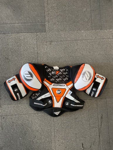 Used WinnWell GLITE Junior Shoulder Pads Black/Orange/White MD 11614-S000228302