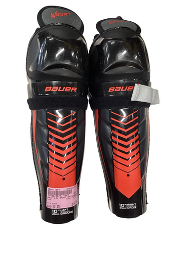 Used Bauer LIL SPORT Youth Shin Guards Black 10" 11613-S000174690