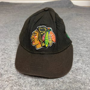Vintage Chicago Blackhawks Mens Hat 7 1/2 Black New Era 59Fifty Wool USA Hockey