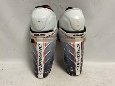 Used Bauer SUPREME ONE60 Senior Shin Guards White And Orange 14" 11855-S000197329