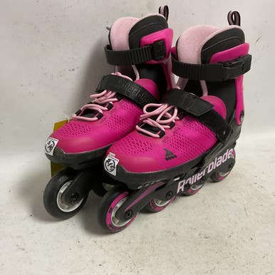 Used Rollerblade MICROBLADE G ADJ 2-5 Junior Rec Fitness Skates Black Adjustable 11855-S000197002