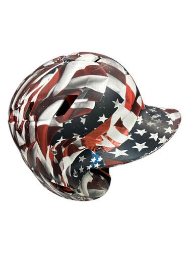 Used Schutt USA FLAG Batting Helmet No Mask White/Red/Navy MD 11862-S000092143