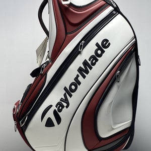 Taylormade Milled Grind Staff Bag White/Red 6-Way Divide Single Strap Golf Bag