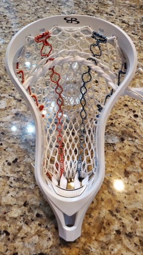 New White Boombah Compressor Strung W/ECD Hero 2.0 semi soft mesh (red n blue)