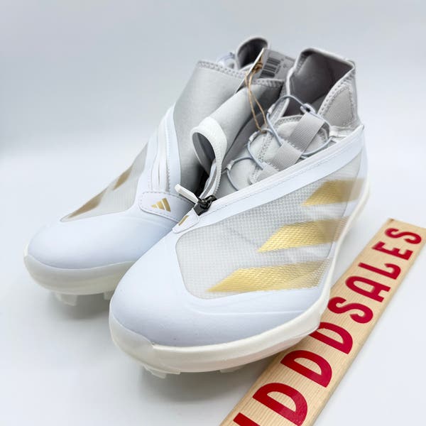 Adidas Adizero Impact + TPU Baseball Cleats IF8493 White Grey Gold