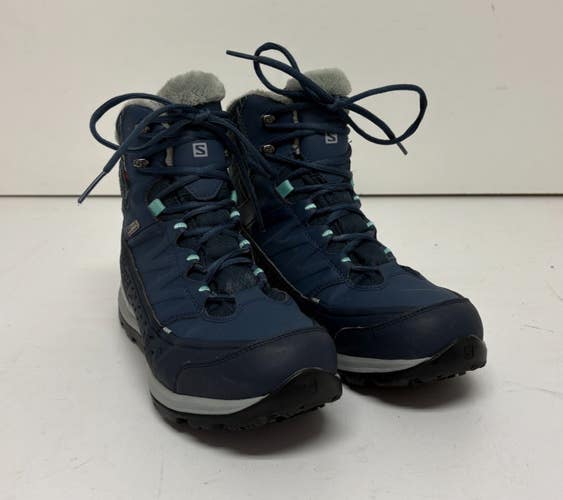 Salomon Kaina Mid CS Waterproof Snow Boots Blue US Women's 9 EU 41-1/3 GREAT
