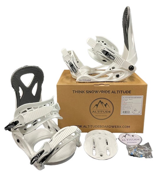 KIDS ALTITUDE "JR RIPPER" SNOWBOARD BINDINGS 4x4 BURTON 3D SIZES: 3-6 (WHITE)