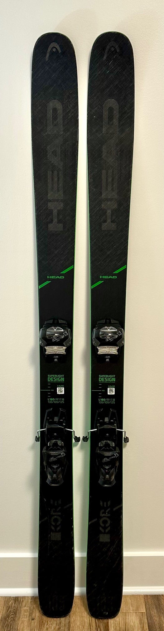 Head Kore 105 180cm Skis w/ Fischer Attack 13 AT Bindings (DIN 13