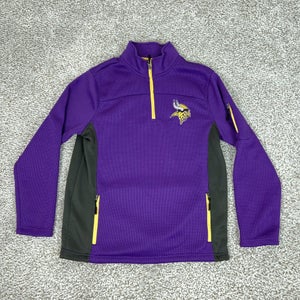 Minnesota Vikings Sweater Mens Medium Purple NFL Football Team Apparel 1/4 Zip