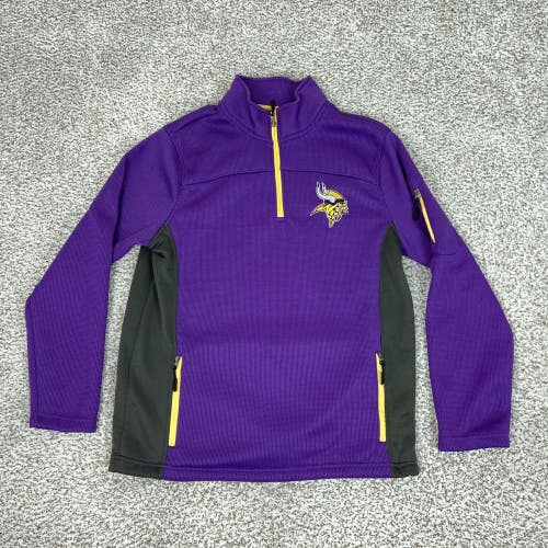 Minnesota Vikings Sweater Mens Medium Purple NFL Football Team Apparel 1/4 Zip