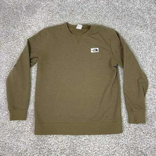 The North Face Sweatshirt Mens Large Green Crewneck Pullover Logo Fleece Outdoor