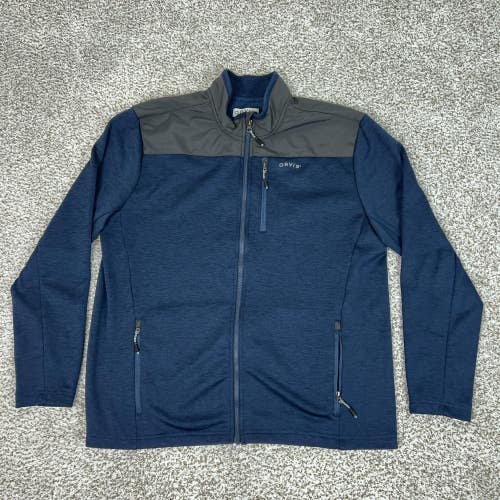 Orvis Jacket Mens XL Blue Fleece Full Zip Outdoor Hiking Everyday Basic Logo