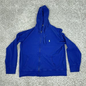 Polo Ralph Lauren Hoodie Mens XL Blue Full Zip Cotton Sweatshirt Pony Preppy