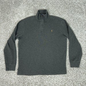 Polo Ralph Lauren Sweater Mens Large Gray Estate Rib Quarter Zip Pony Pullover