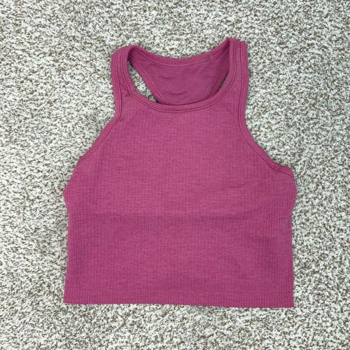 Lululemon Tank Top Womens Small Pink Cropped Racerback Yoga Built In Bra Workout