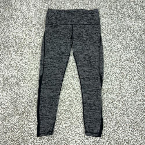Lululemon Pants Womens 8 Gray Striped High Rise Leggings Yoga Gym Workout Sport