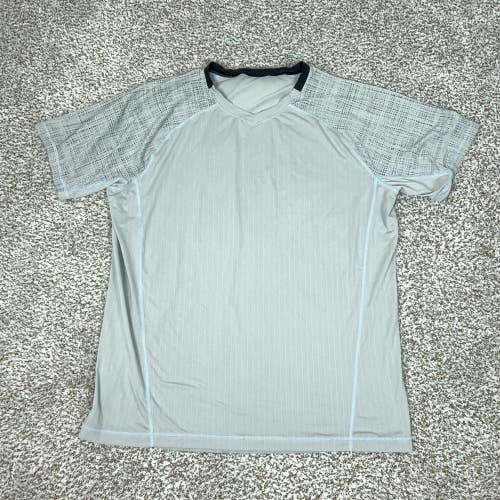 Lululemon Shirt Mens Large Gray V-Neck Short Sleeve Athletic Running Gym Tee