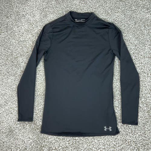 Under Armour Shirt Mens Small Black ColdGear Fitted Workout Gym Base Layer Top