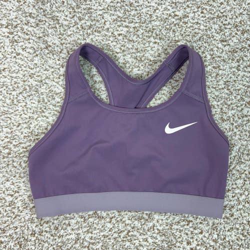 Nike Sports Bra Womens Small Purple Swoosh Racerback Athletic Workout Top Gym
