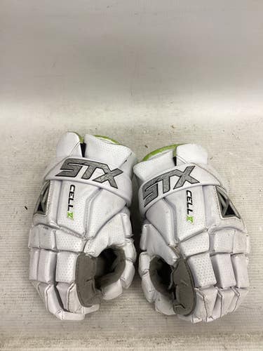 Used STX CELL 5 Lacrosse Gloves Mens White 12" 11851-S000041918
